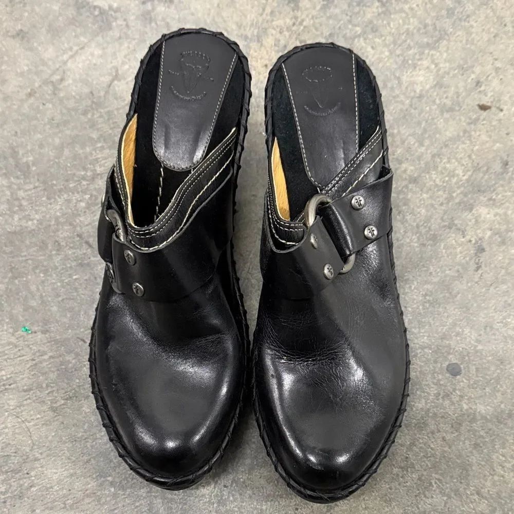 Frye Black Leather Women's Mules